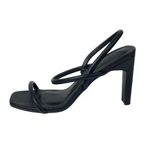 Aldo Karla Black Square Toe Thin Block Heels Dress Slingback Heels Sandals Sz 6